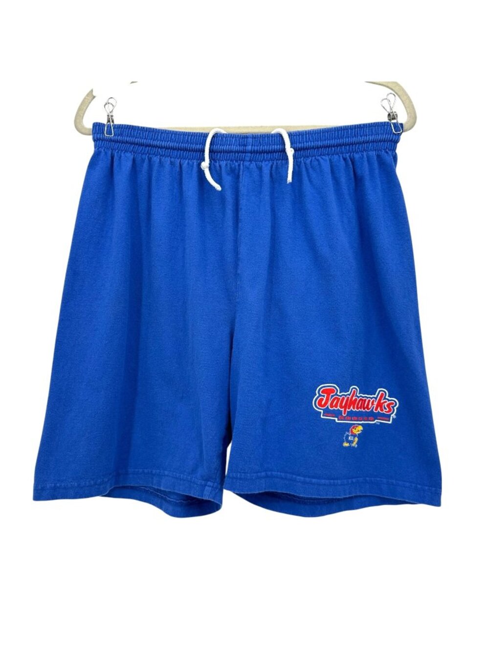Vintage KU Kansas Jayhawks Mens Large Shorts True Fan Sportswear Blue Graphic
